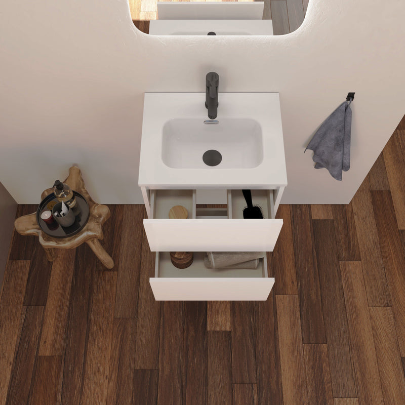 Optim Noir 500mm Wall Hung Vanity Unit + Basin - Matt White