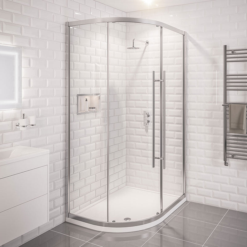 Vantage 2000 Silver Offset Quadrant Shower Enclosure 1200 x 760mm