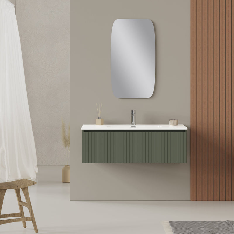 Banyetti Linea Muscat Sage Fluted Wall Hung Vanity Unit Including Basin 1000mm x 390mm