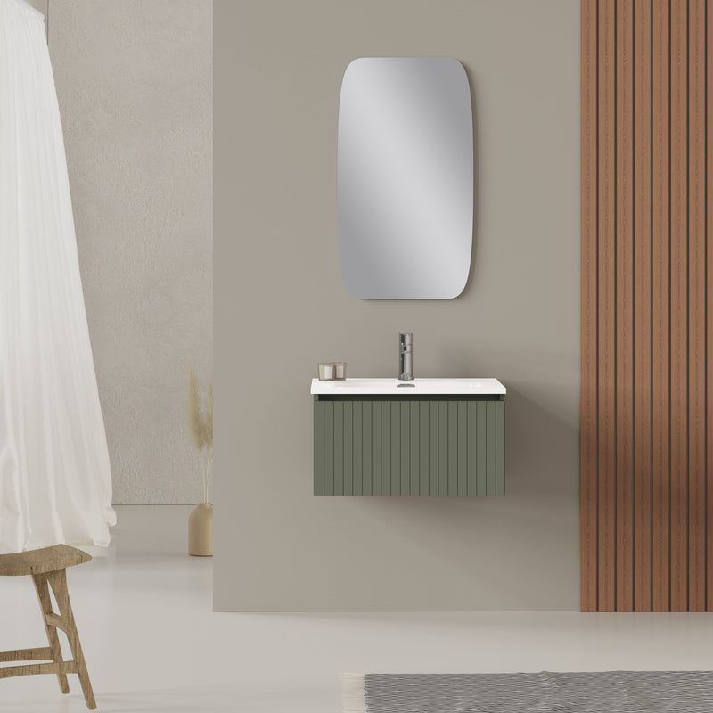 Banyetti Linea Muscat Sage Fluted Wall Hung Vanity Unit Including Basin 600mm x 390mm