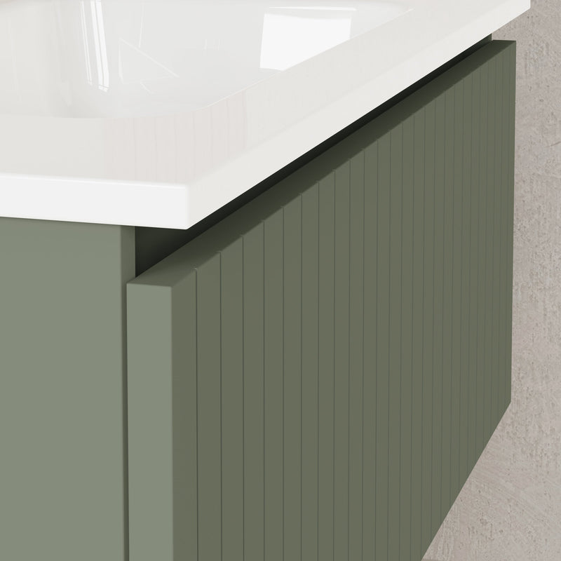 Banyetti Linea Muscat Sage Fluted Wall Hung Vanity Unit Including Basin 800mm x 390mm