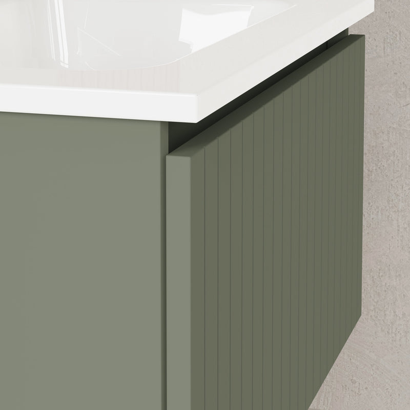 Banyetti Linea Muscat Sage Fluted Wall Hung Vanity Unit Including Basin 600mm x 460mm