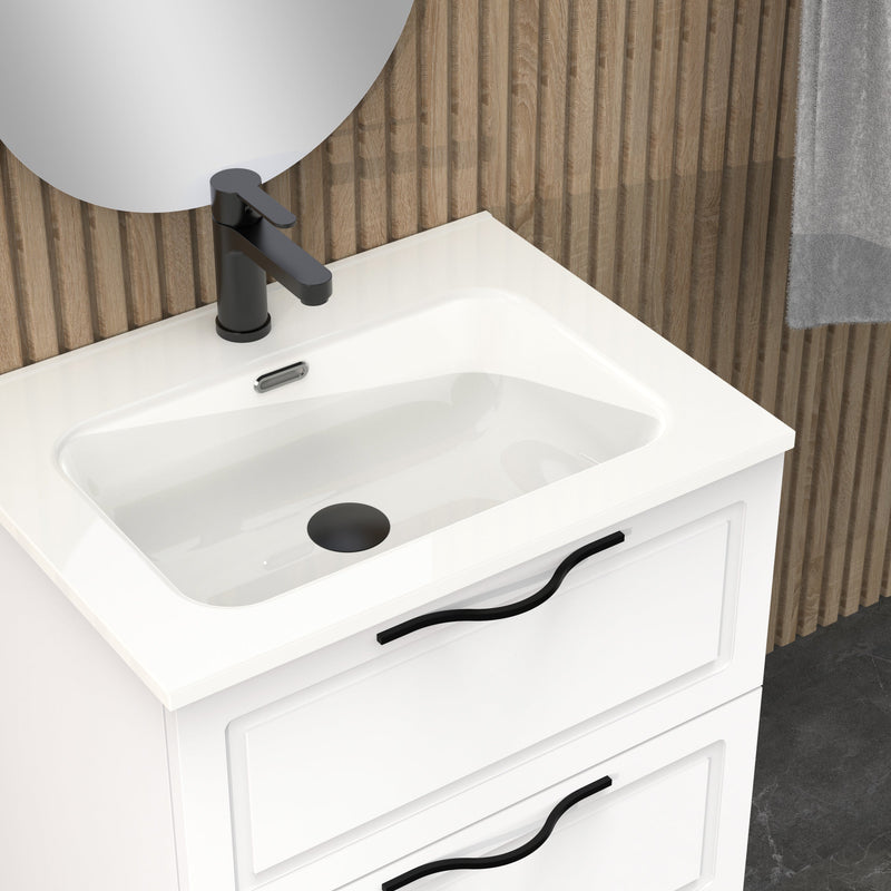 Banyetti Matador 600mm Matt White Wall Hung Vanity Unit Including Basin