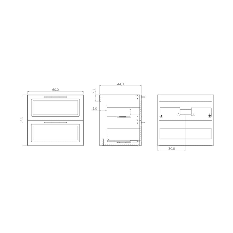 Banyetti Matador 600mm Matt White Wall Hung Vanity Unit Including Basin