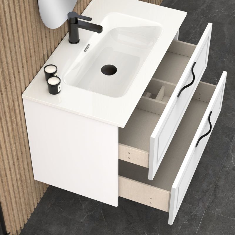 Banyetti Matador 800mm Matt White Wall Hung Vanity Unit