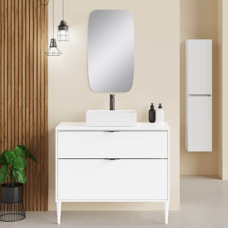 Banyetti Noir Krafter 1000mm Matt White Wall Hung Vanity Unit