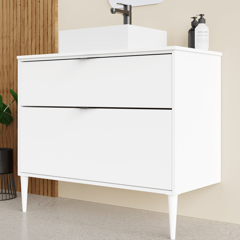 Banyetti Noir Krafter 1000mm Matt White Wall Hung Vanity Unit