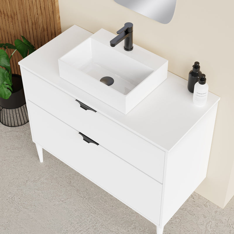 Banyetti Noir Krafter 1000mm Matt White Wall Hung Vanity Unit