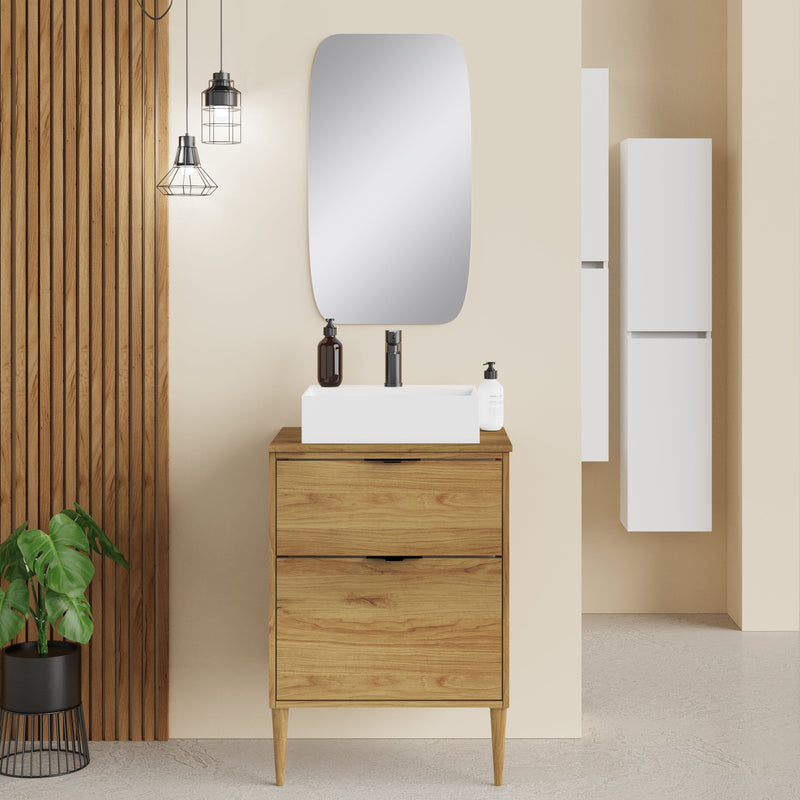 Banyetti Noir Krafter 600mm Caramel Oak Wall Hung Vanity Unit