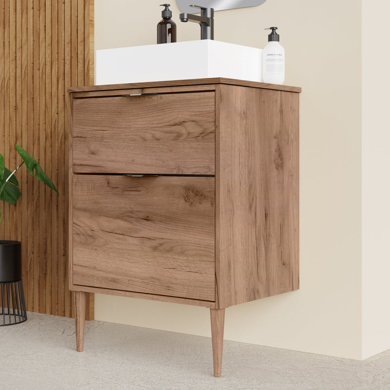 Banyetti Noir Krafter 600mm Exotic Walnut Wall Hung Vanity Unit