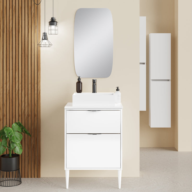 Banyetti Noir Krafter 600mm Matt White Wall Hung Vanity Unit