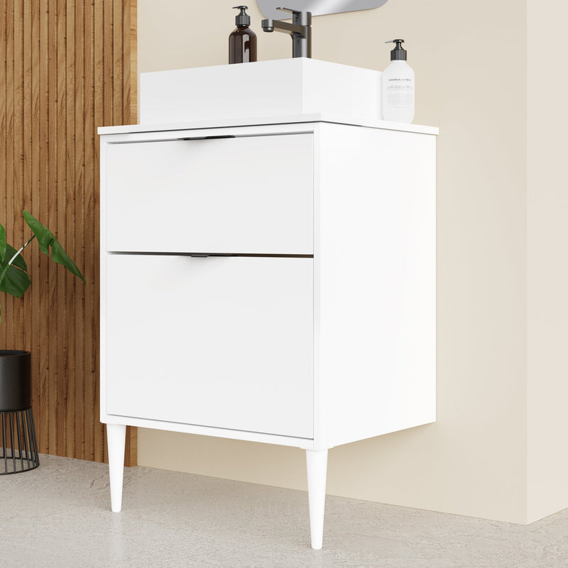 Banyetti Noir Krafter 600mm Matt White Wall Hung Vanity Unit