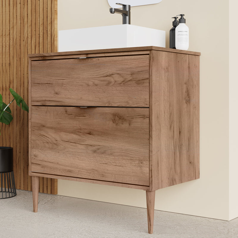 Banyetti Noir Krafter 800mm Exotic Walnut Wall Hung Vanity Unit 800mm