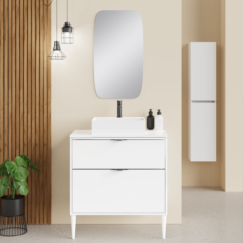 Banyetti Noir Krafter 800mm Matt White Wall Hung Vanity Unit