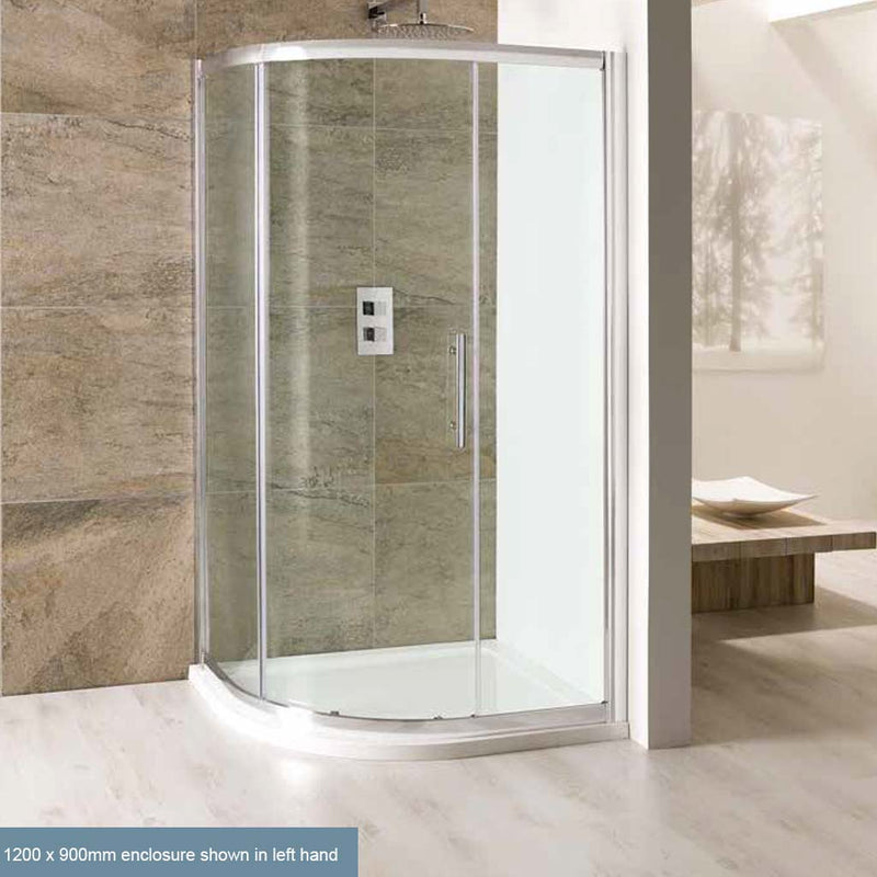 Volente Single Door Offset Quadrant Shower Enclosure 1200 x 800mm