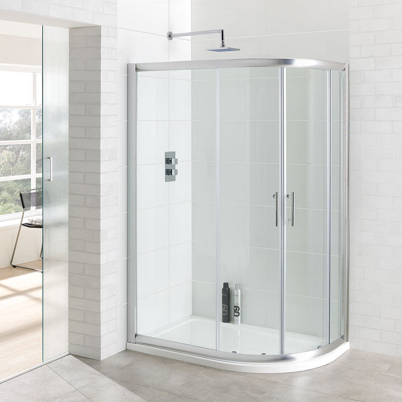 Vantage Polished Silver Offset Quadrant Shower Enclosure 1100 x 760mm