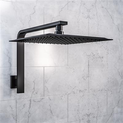 Matt Black Square L Wall Mounted Shower Arm 360mm