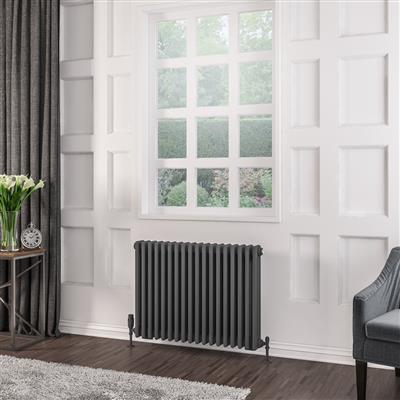 Rivassa Matt Anthracite Three Column Traditional Radiator 600 x 833mm