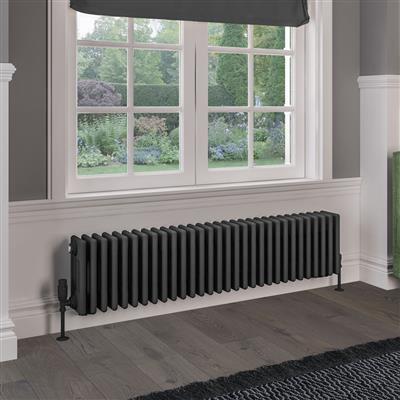 Rivassa Matt Anthracite Four Column Traditional Radiator 300 x 1010mm