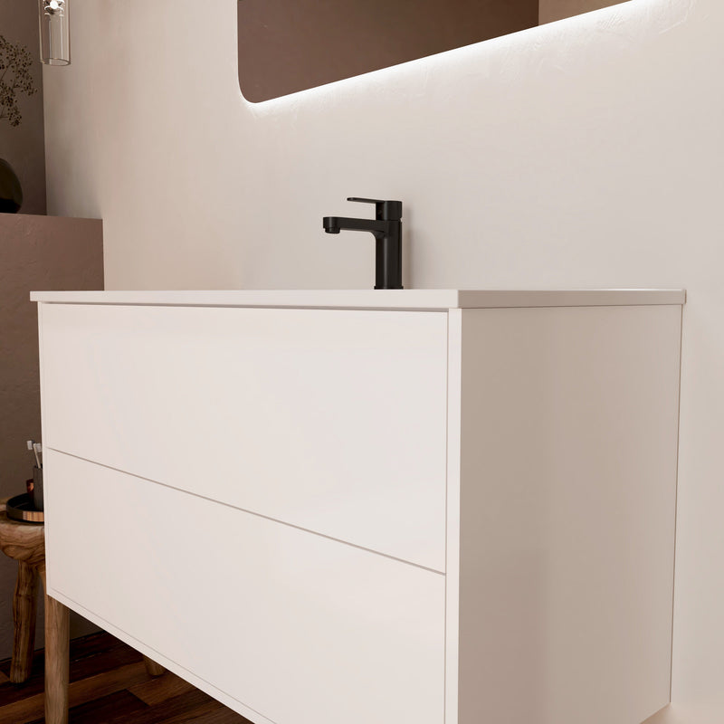 Optim Noir 1000mm Wall Hung Vanity Unit + Basin - Matt White