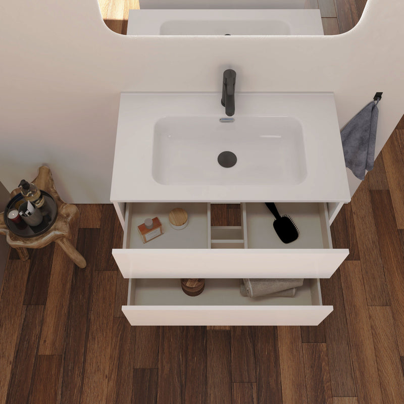 Optim Noir 1000mm Wall Hung Vanity Unit + Basin - Matt White