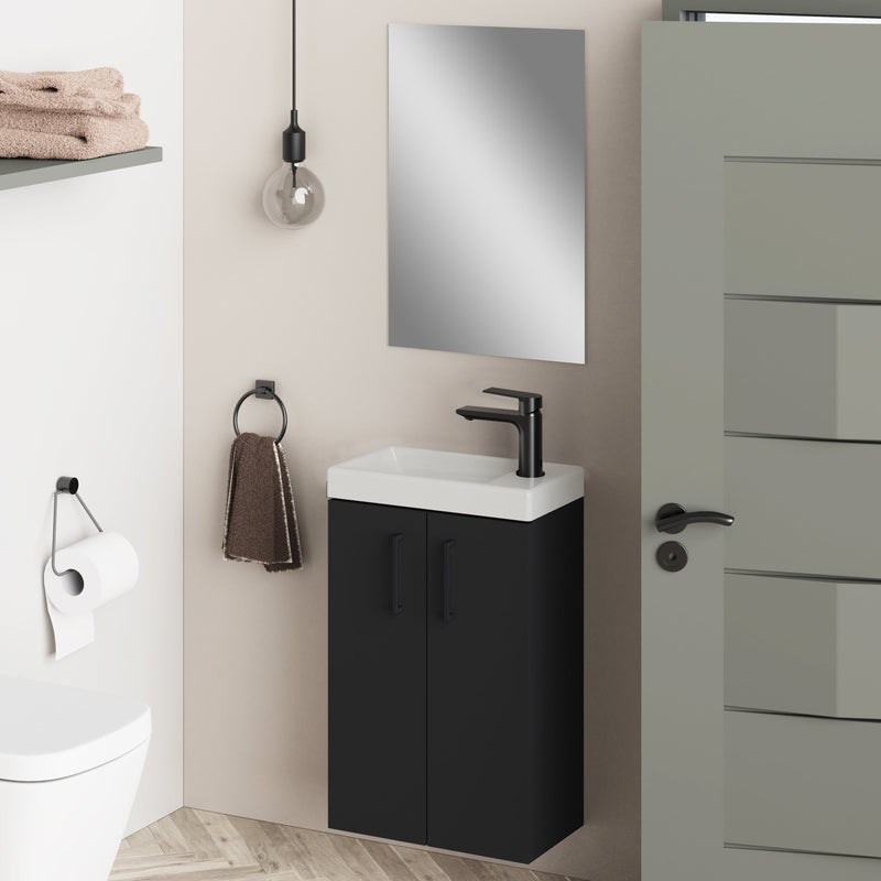 Mino 400mm Matt Black Wall Hung Cloakroom Vanity