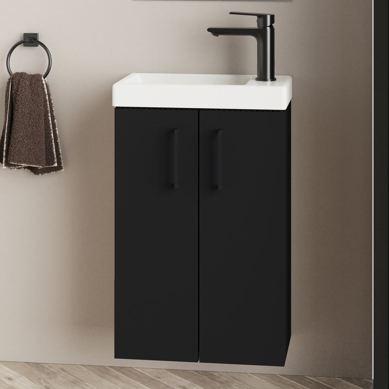 Banyetti Mino Matt Black Wall Hung Cloakroom Vanity 400mm