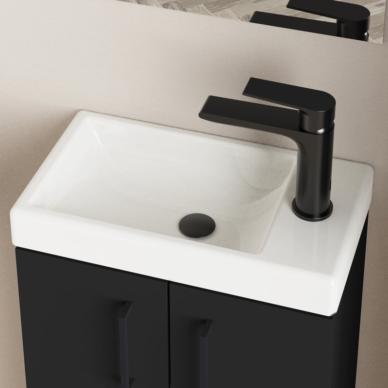 Mino 400mm Matt Black Wall Hung Cloakroom Vanity