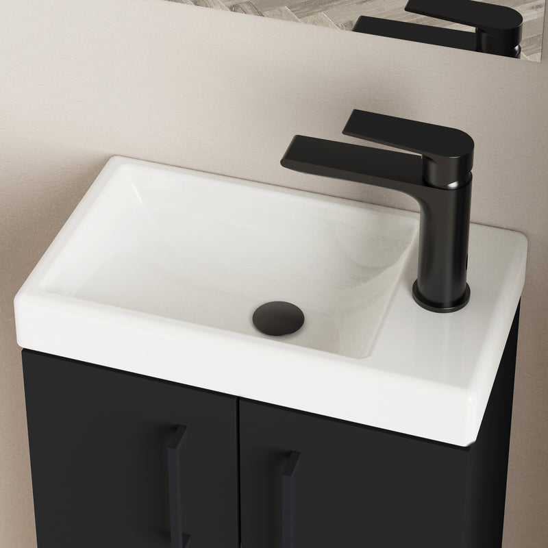 Banyetti Mino Matt Black Wall Hung Cloakroom Vanity 400mm