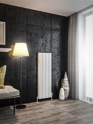 Guardia Matt White Vertical Aluminium Radiator 1200 x 375mm