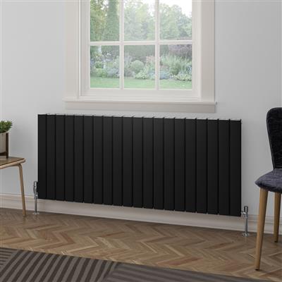 Hadleigh Matt Black Horizontal Aluminium Radiator 600 x 1255mm