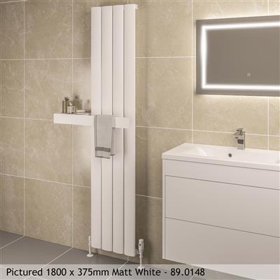 Malmesbury Matt White Vertical Aluminium Radiator 1200 x 470mm