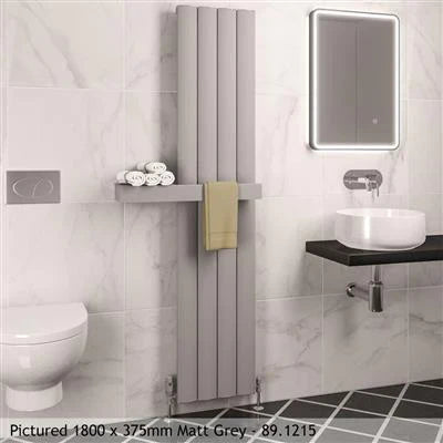 Tordino Matt White Vertical Aluminium Radiator 1800 x 375mm