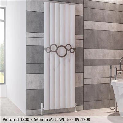 Tordino Matt White Vertical Aluminium Radiator 1800 x 375mm