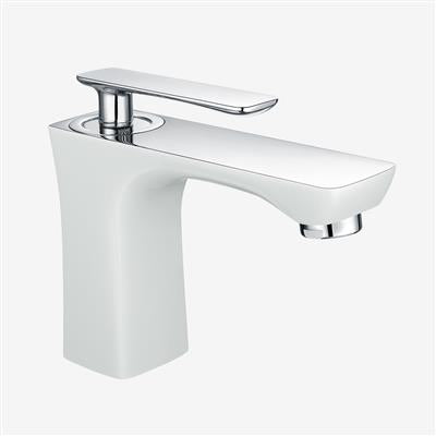 Helston Gloss White Mono Basin Mixer including Waste