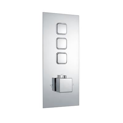 Chrome Square Triple Push Button Shower Valve