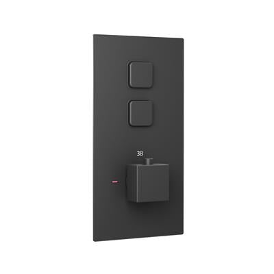 Matt Black Square Double Push Button Shower Valve