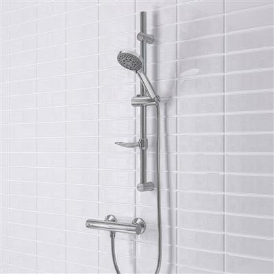 Chrome Contemporary Shower Riser Set with Bar Valve