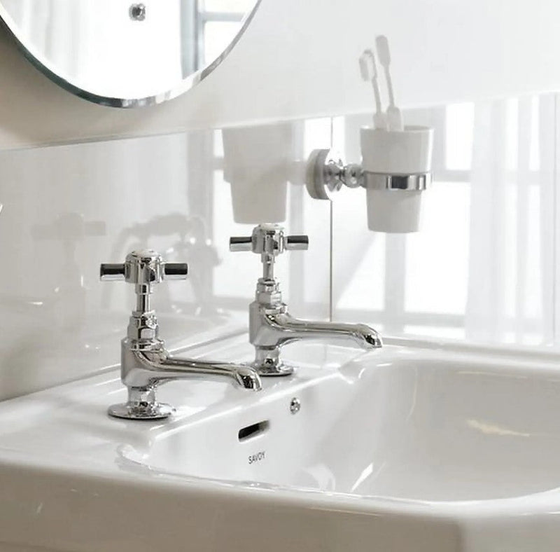 Ben sham Chrome Cross Head Long Nose Basin Taps