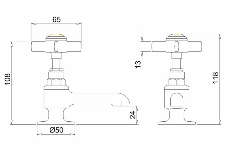 Ben sham Chrome Cross Head Long Nose Basin Taps