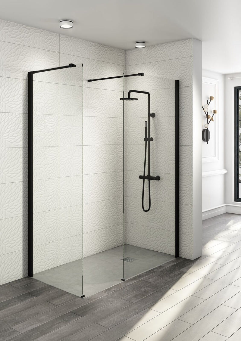 Noir Walk In Shower Enclosure 1700 x 760 - Matt Black Profile