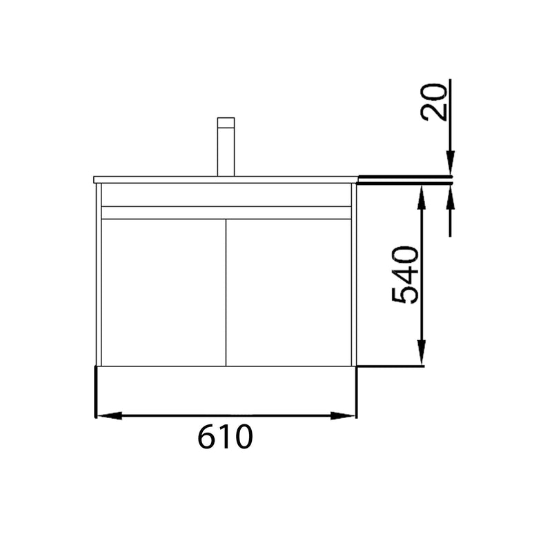 Noja 600mm Wall Hung Vanity Unit 2 Doors Gloss White + Basin