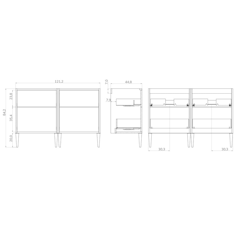 Noir Krafter 1200mm Exotic Walnut Wall Hung Vanity Unit including Double Basin