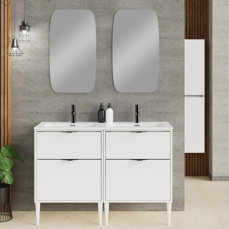 Banyetti Noir Krafter 1200mm Matt White Wall Hung Vanity Unit including Double Basin