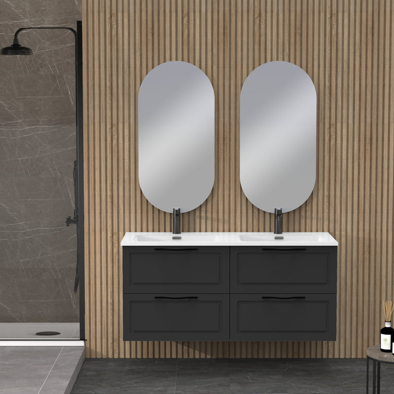 Matador 1200mm Matt Black Wall Hung Vanity Unit Including Double Basin