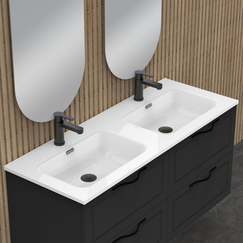 Matador 1200mm Matt Black Wall Hung Vanity Unit Including Double Basin