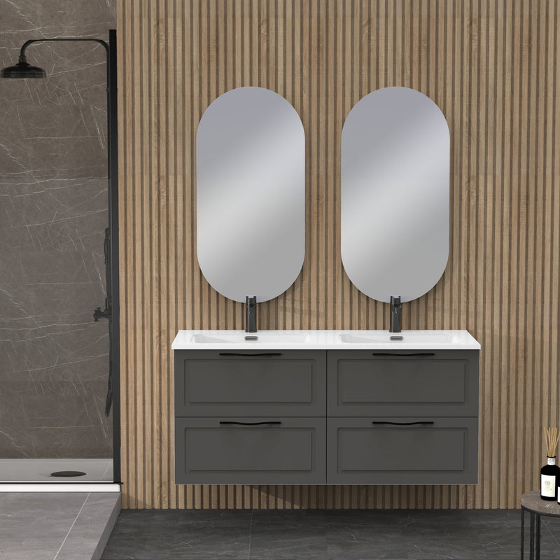 Banyetti Matador 1200mm Matt Grey Wall Hung Vanity Unit Including Double Basin