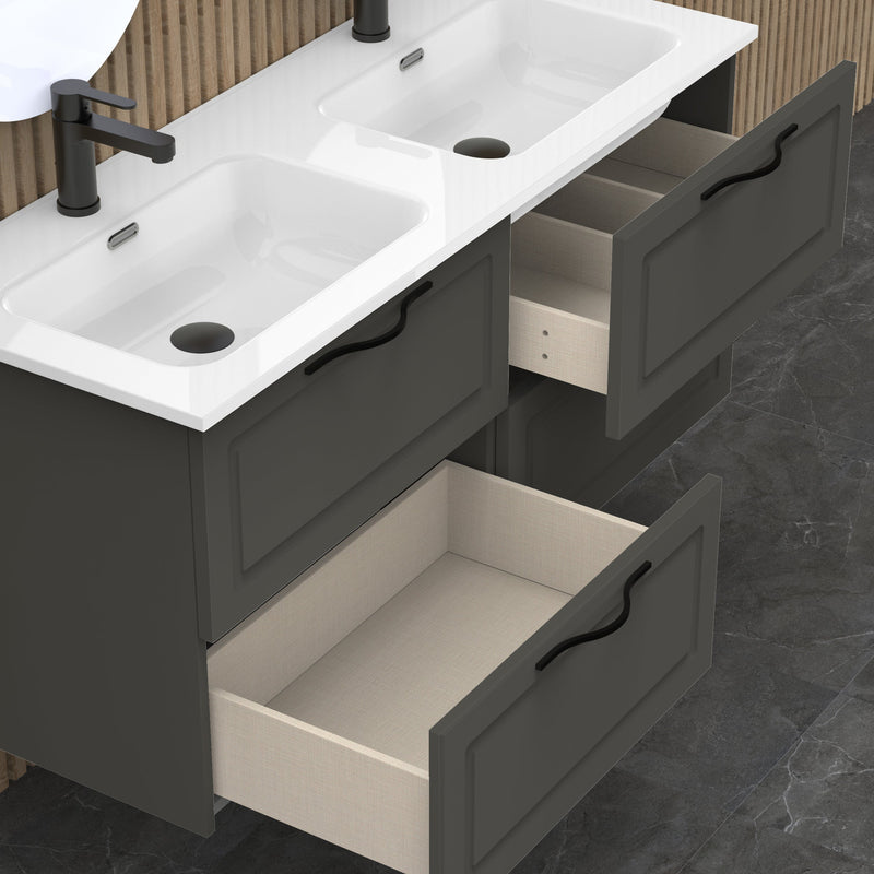 Matador 1200mm Matt Grey Wall Hung Vanity Unit Including Double Basin