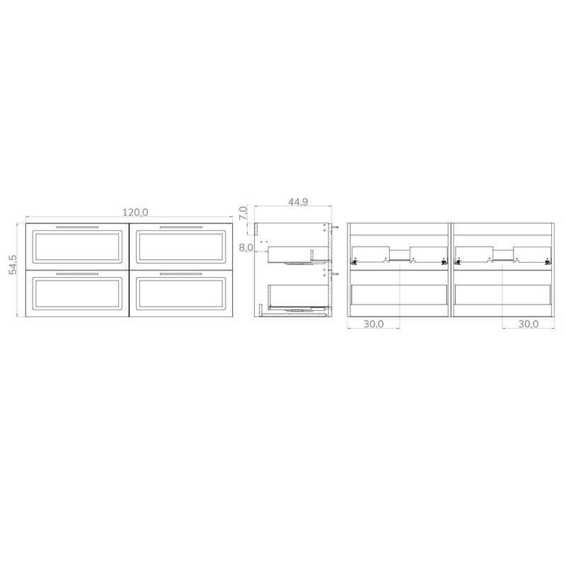 Matador 1200mm Matt Grey Wall Hung Vanity Unit Including Double Basin