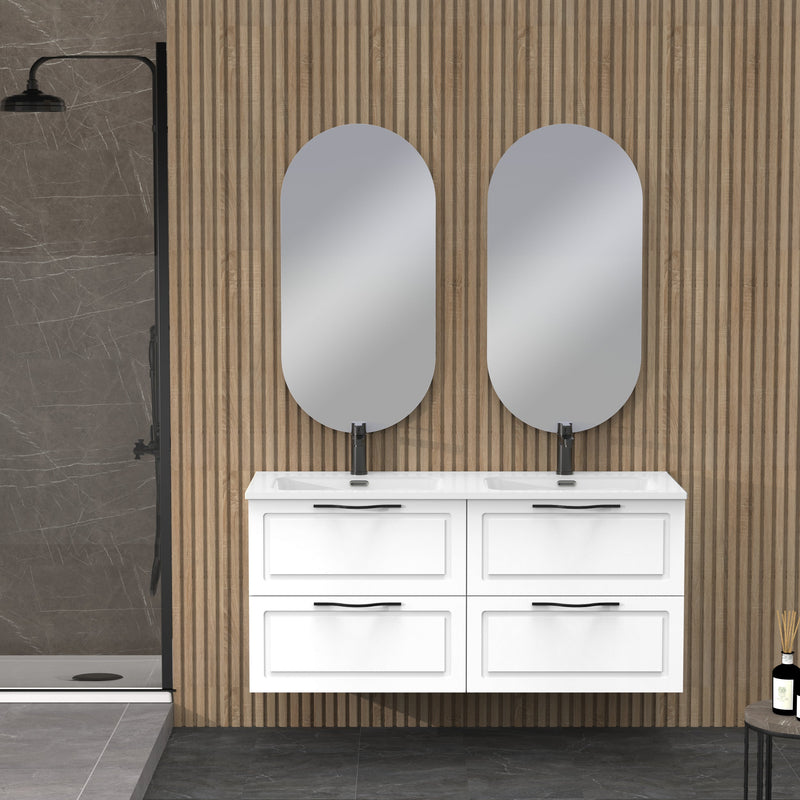 Banyetti Matador 1200mm Matt White Wall Hung Vanity Unit Including Double Basin